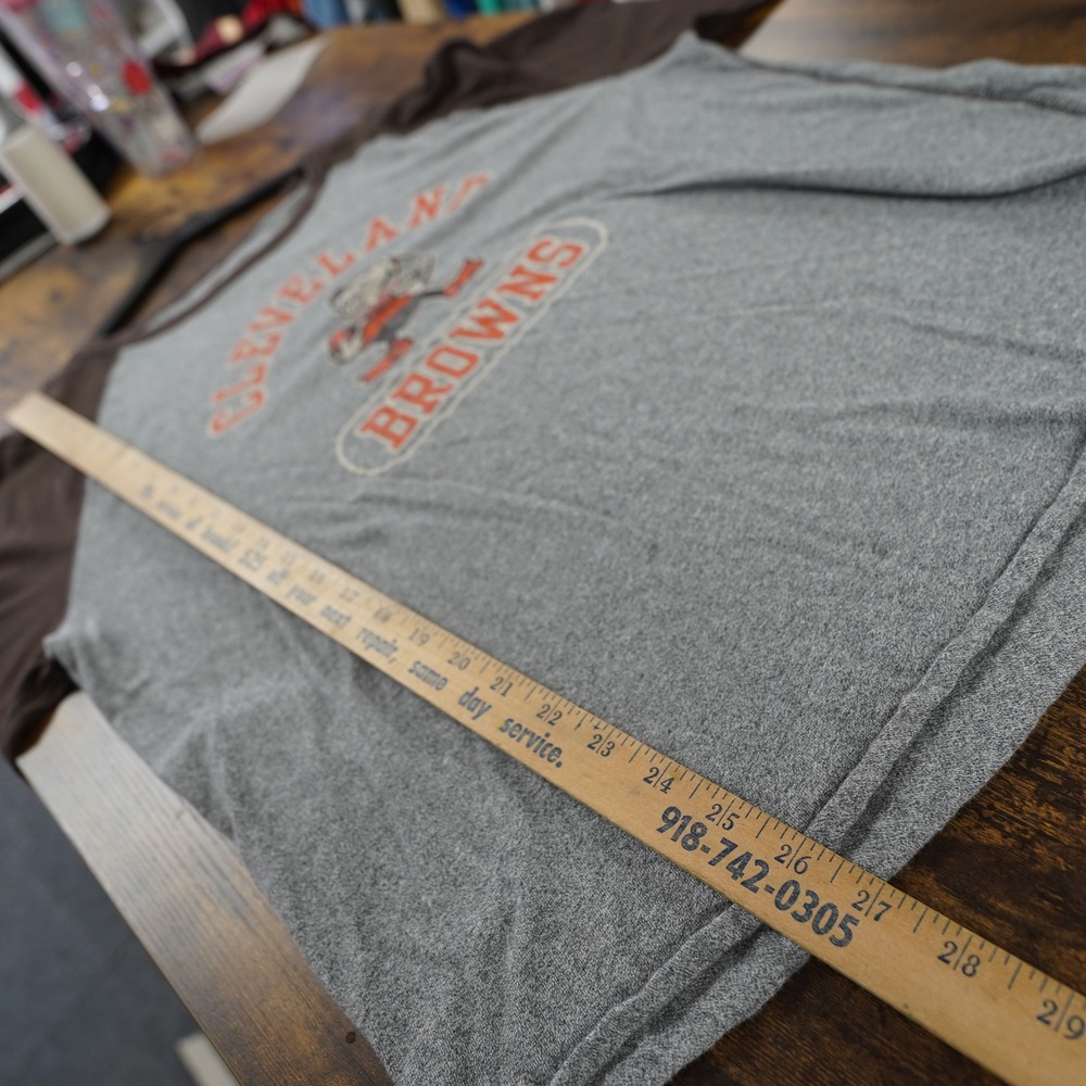 NFL Vintage Reebok Cleveland Browns Brownie Elf Raglan Long Sleeve Shirt L Grey - Picture 6 of 6